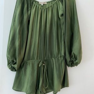 Ramona LaRue silk short off the shoulder jumpsuit